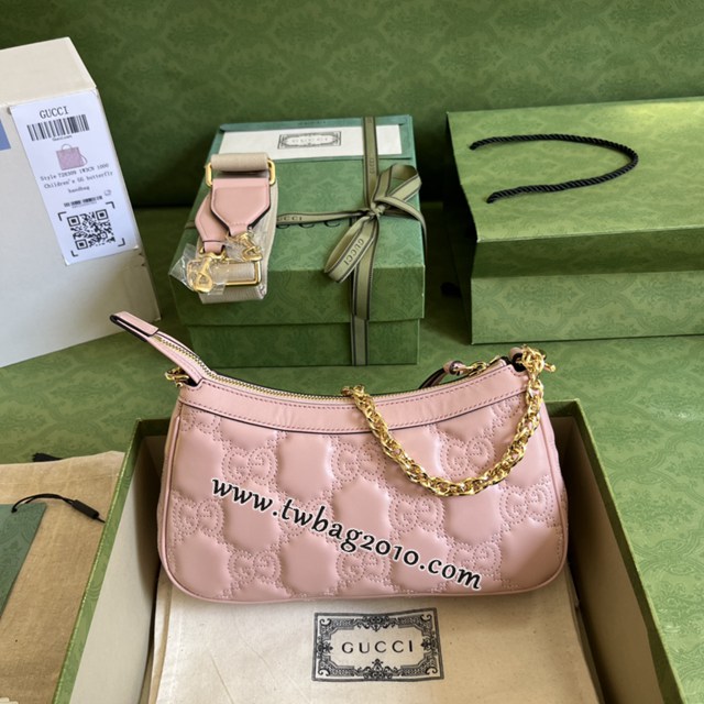 gucci專櫃新款壓紋原廠皮肩背包腋下包 古馳Matelassé皮革鏈條手袋 jcp1889